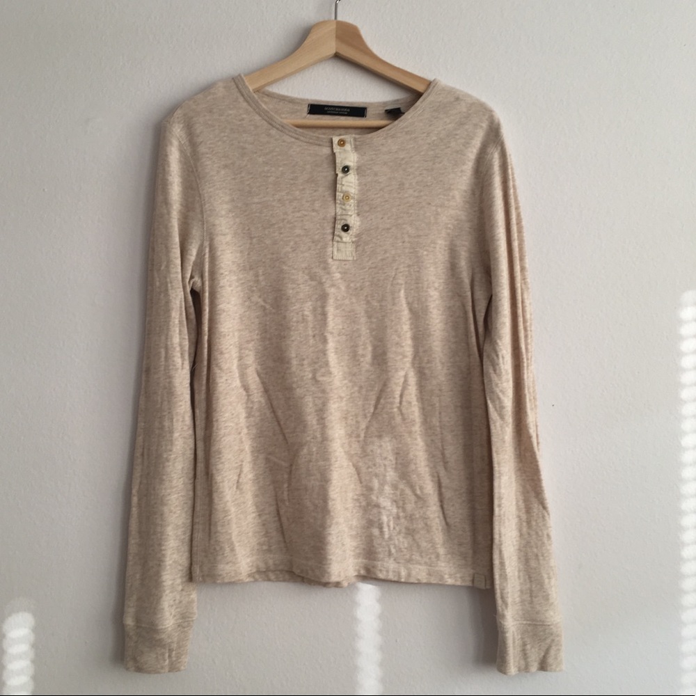 Scotch & Soda Men’s Oatmeal Long Sleeve Henley